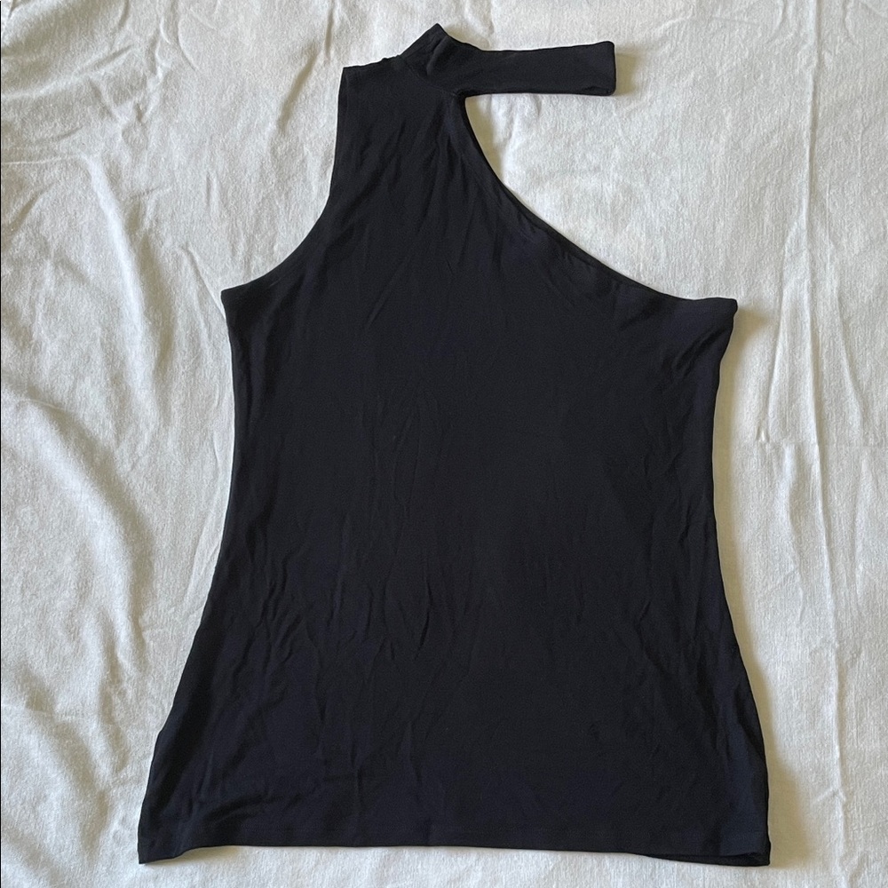 Black Asymmetrical Sleeveless Top